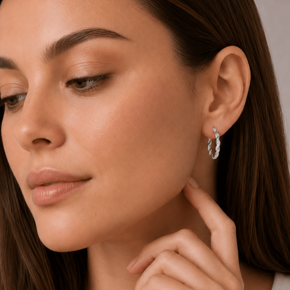 CZ Full Twist Hoop Earrings
