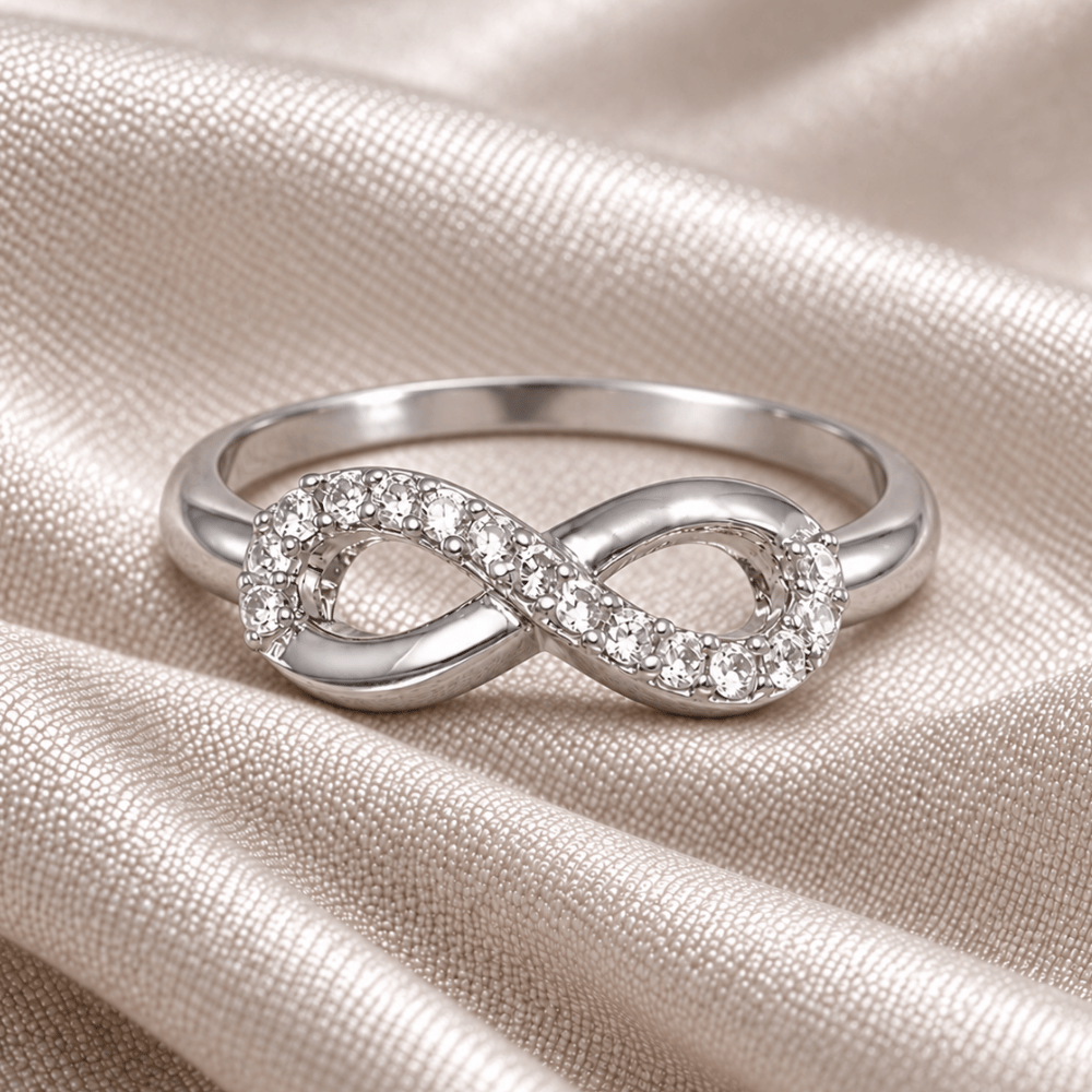 Rhodium Plated CZ Infinity Ring