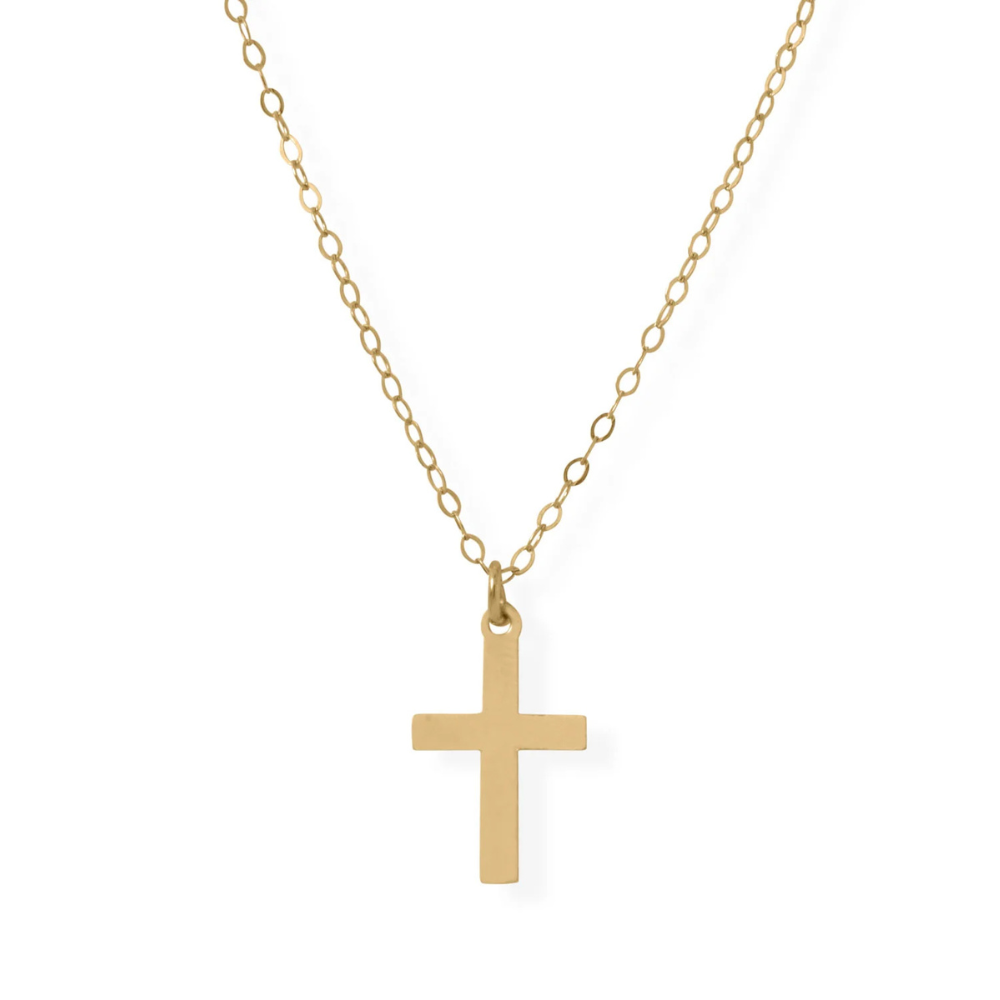 13" + 1" Gold Filled Cross Charm Necklace