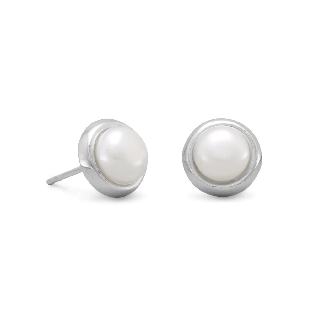 Cultured Freshwater Button Pearl Stud Earrings