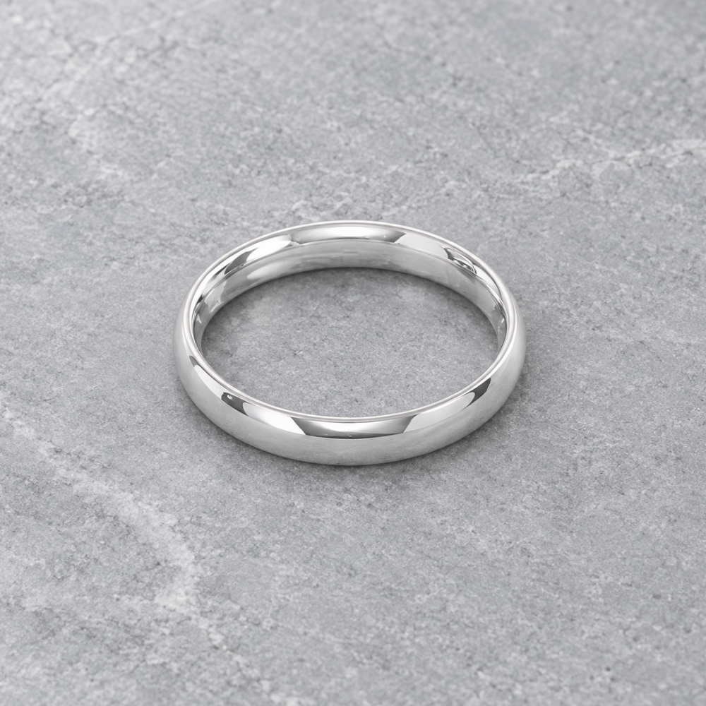 Rhodium Plated 3mm Band