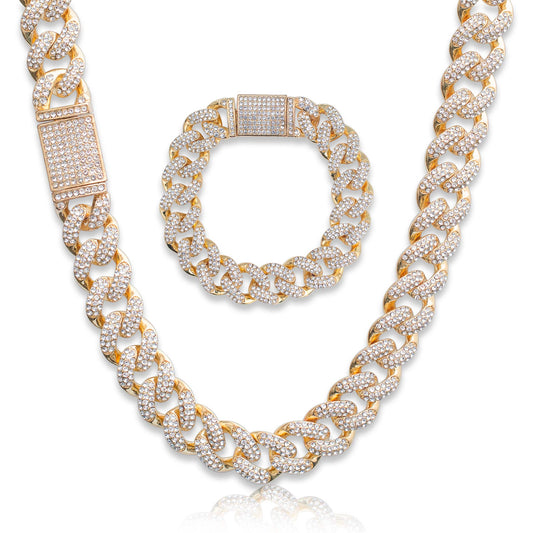 Iced Out Miami Cuban Link Chain & Bracelet - 15mm