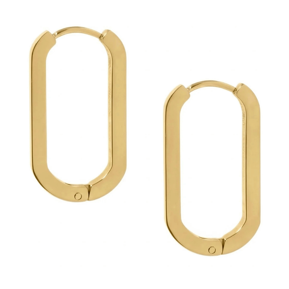 Stainless Steel Oval Square Tube Hoop Earrings