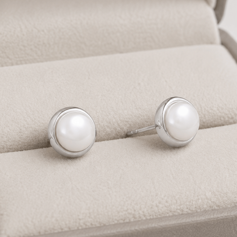 Cultured Freshwater Button Pearl Stud Earrings