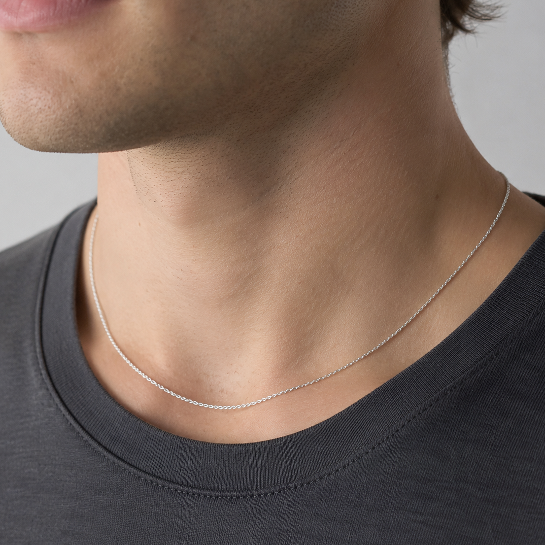 925 Sterling Silver Diamond Cut Rope Chain Necklace - 1mm