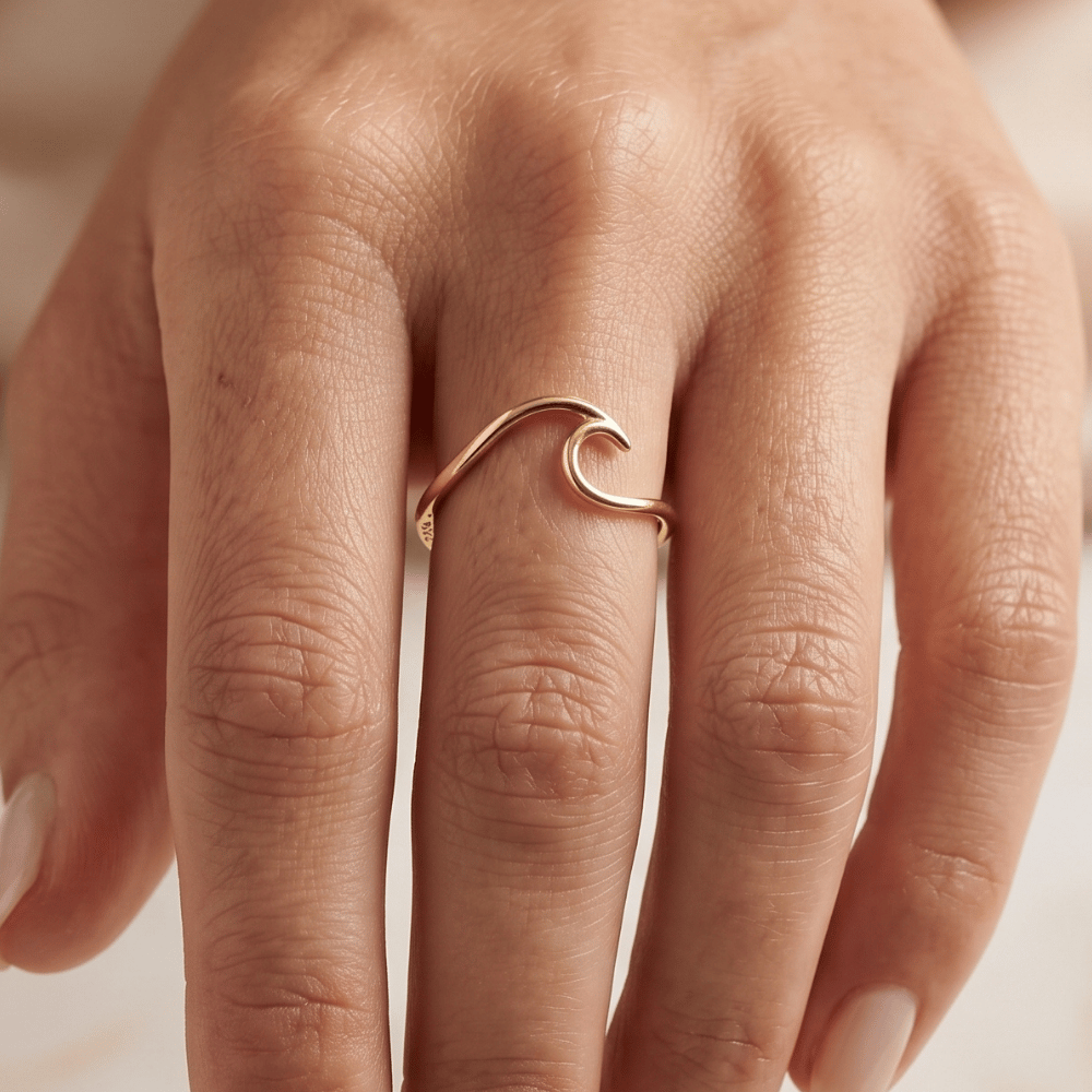 14 Karat Gold Plated Wave Ring