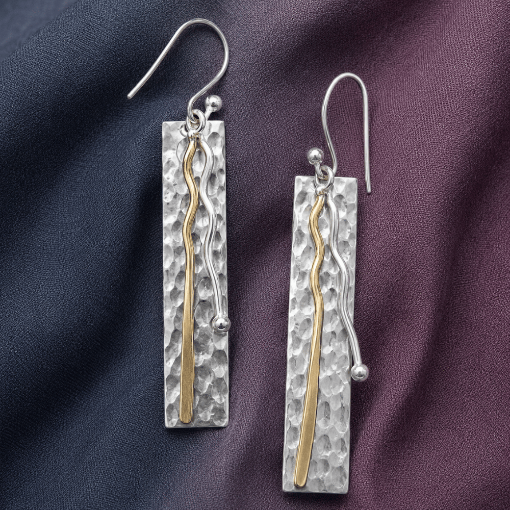Two Toned Bar Drop Earrings