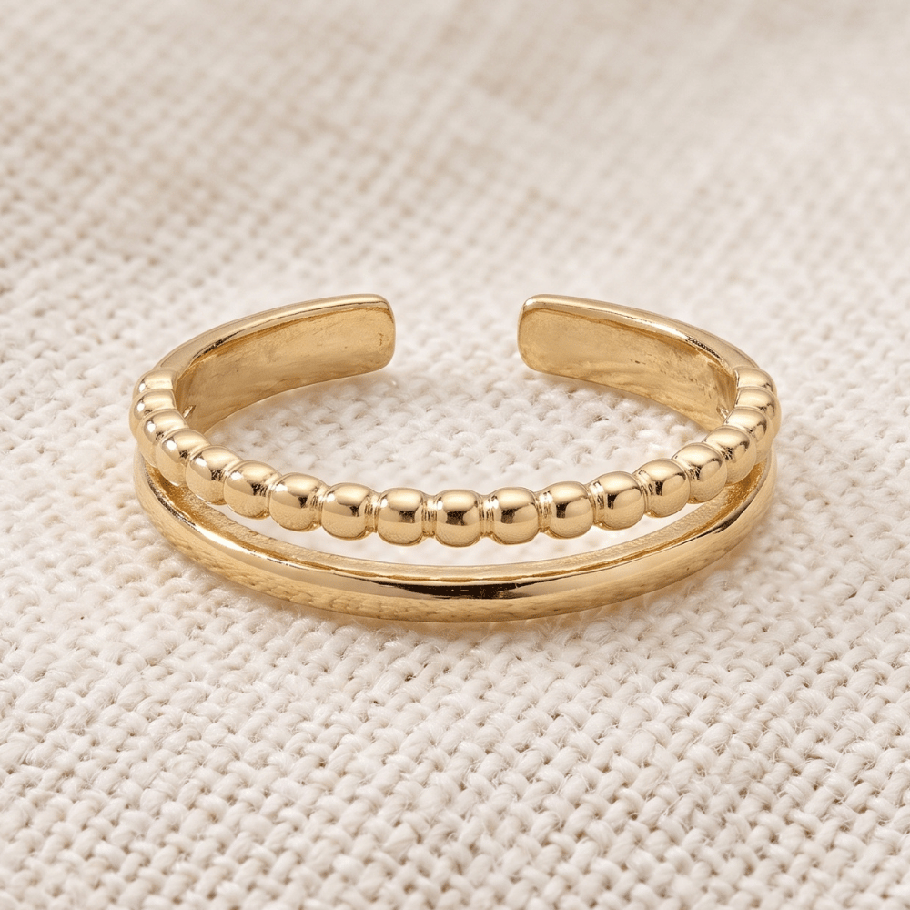Two Row Bead and Band Toe Ring