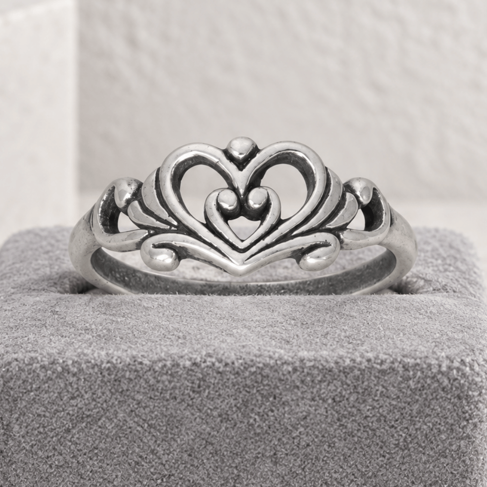 Double Heart and Swirl Design Ring