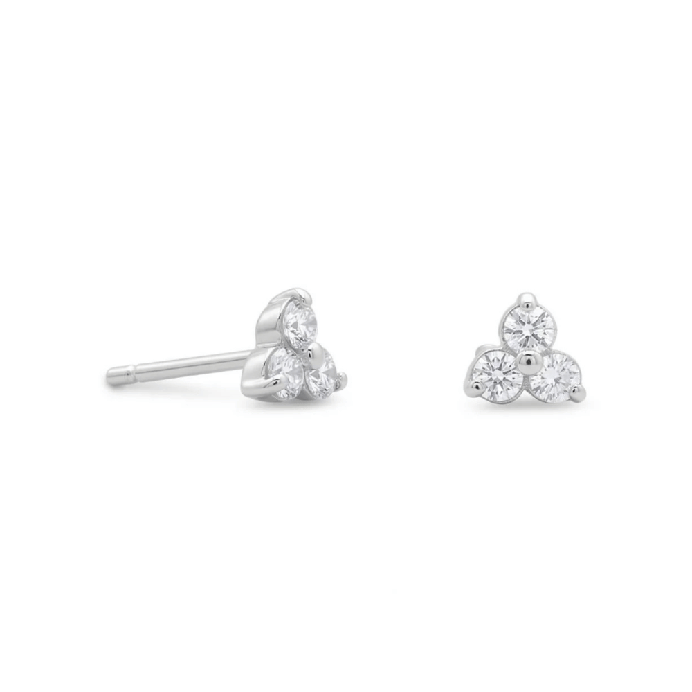 Tri Shape CZ Stud Earrings