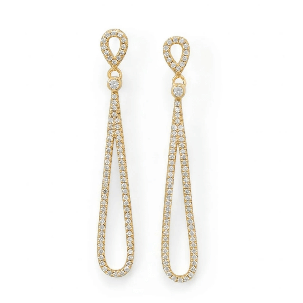 14 Karat Gold Plated CZ Pear Drop Earrings
