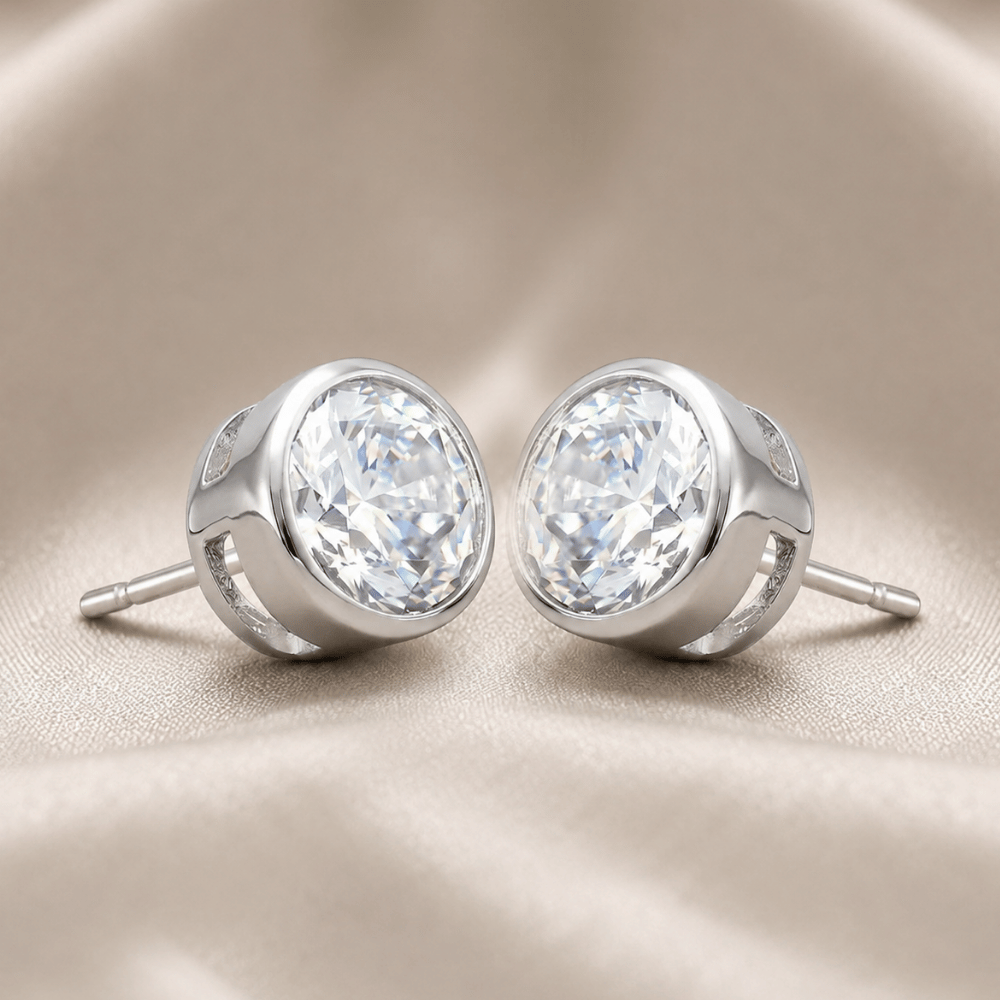 4mm Bezel Set CZ Stud Earrings