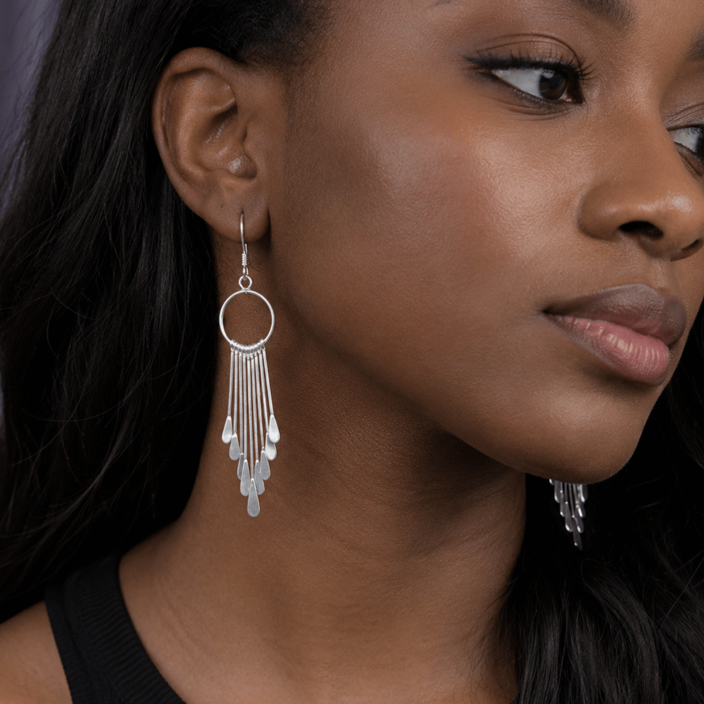 Open Circle and Bar Drop French Wire Earrings