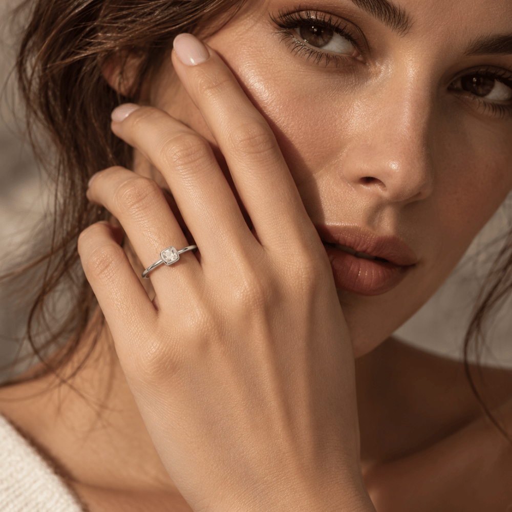 Solitaire Square Clear CZ Ring