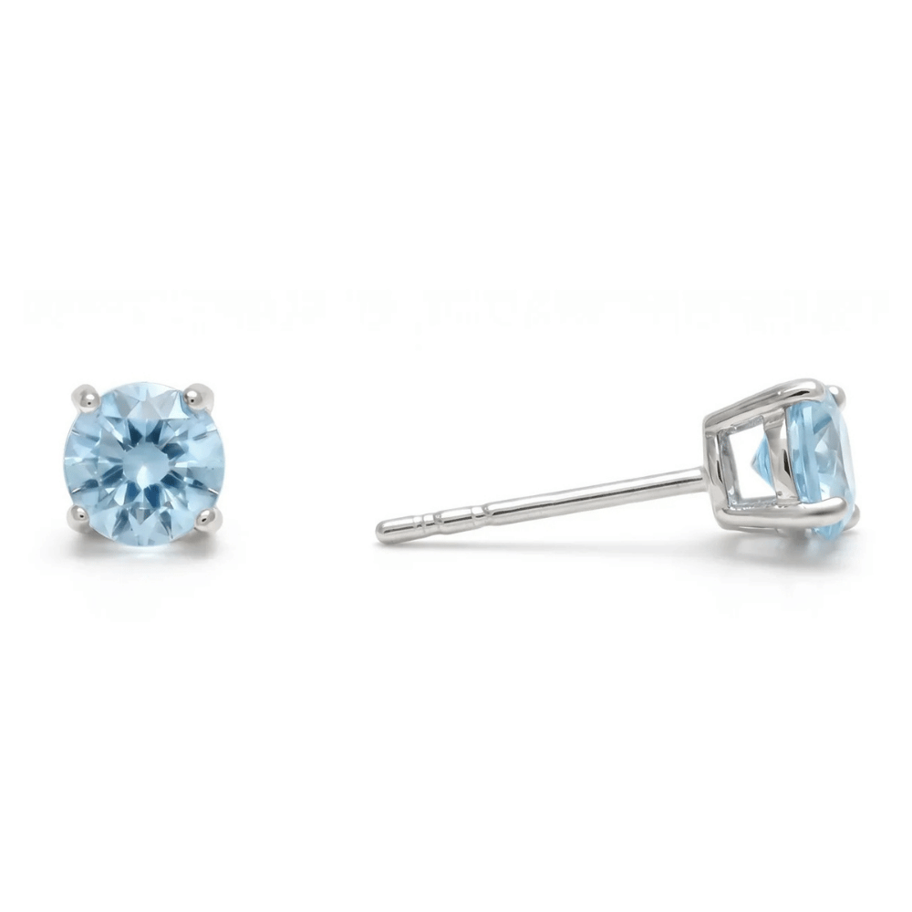 Rhodium Plated Birthstone Stud Earrings