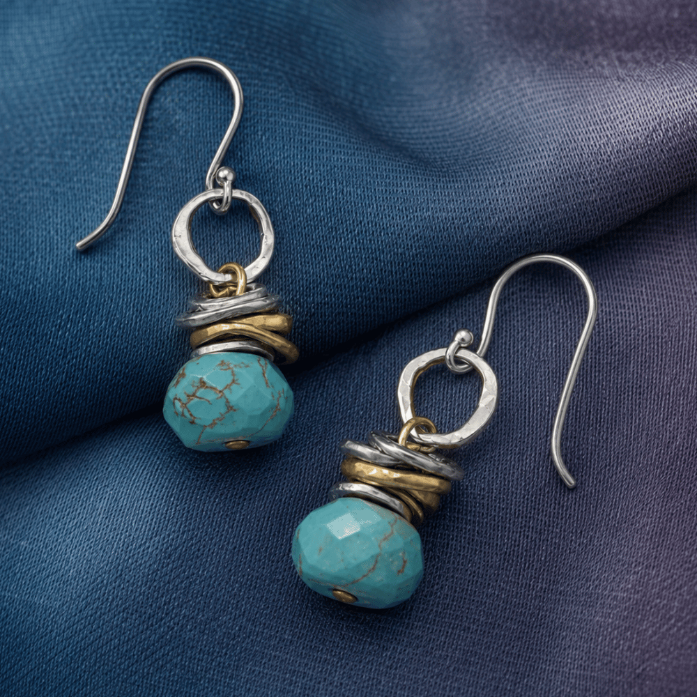 Two Tone Turquoise Drop Earrings