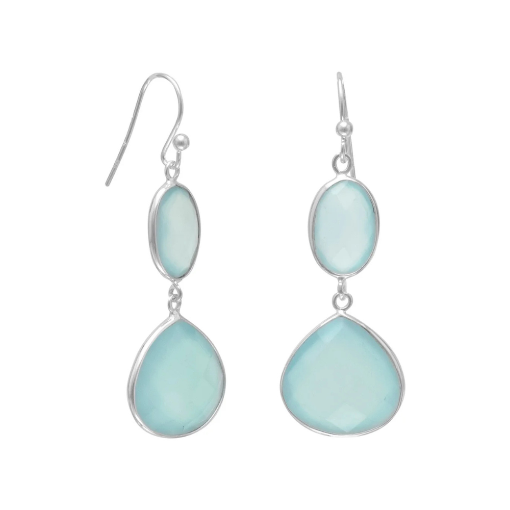 Sea Green Chalcedony Drop Earrings