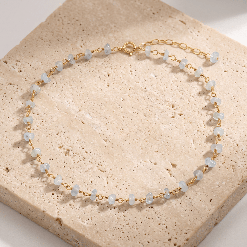 9.5" + 1" 14 Karat Gold Plated Bead Anklet