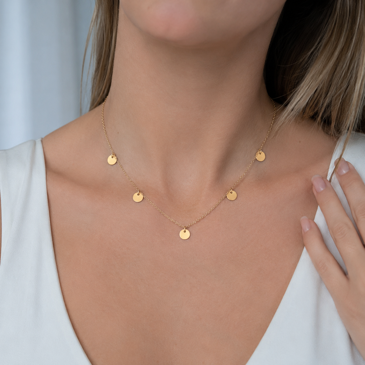 16" + 2" 14/20 Gold Filled Multi Disc Charm Necklace