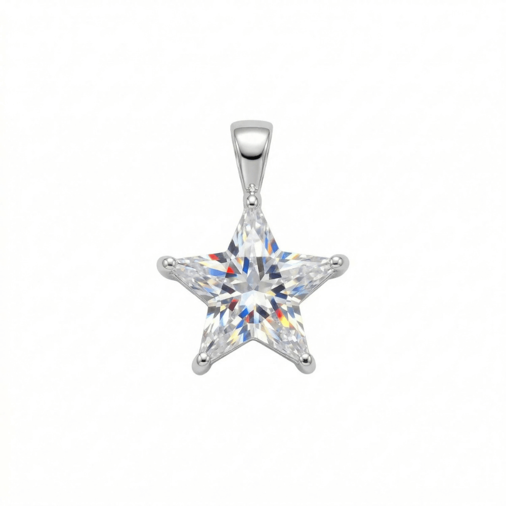 Rhodium Plated CZ Star Pendant