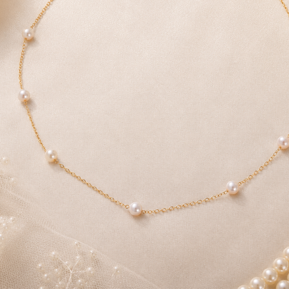 16" Gold Filled 9 Cultured Freshwater Pearl Necklace