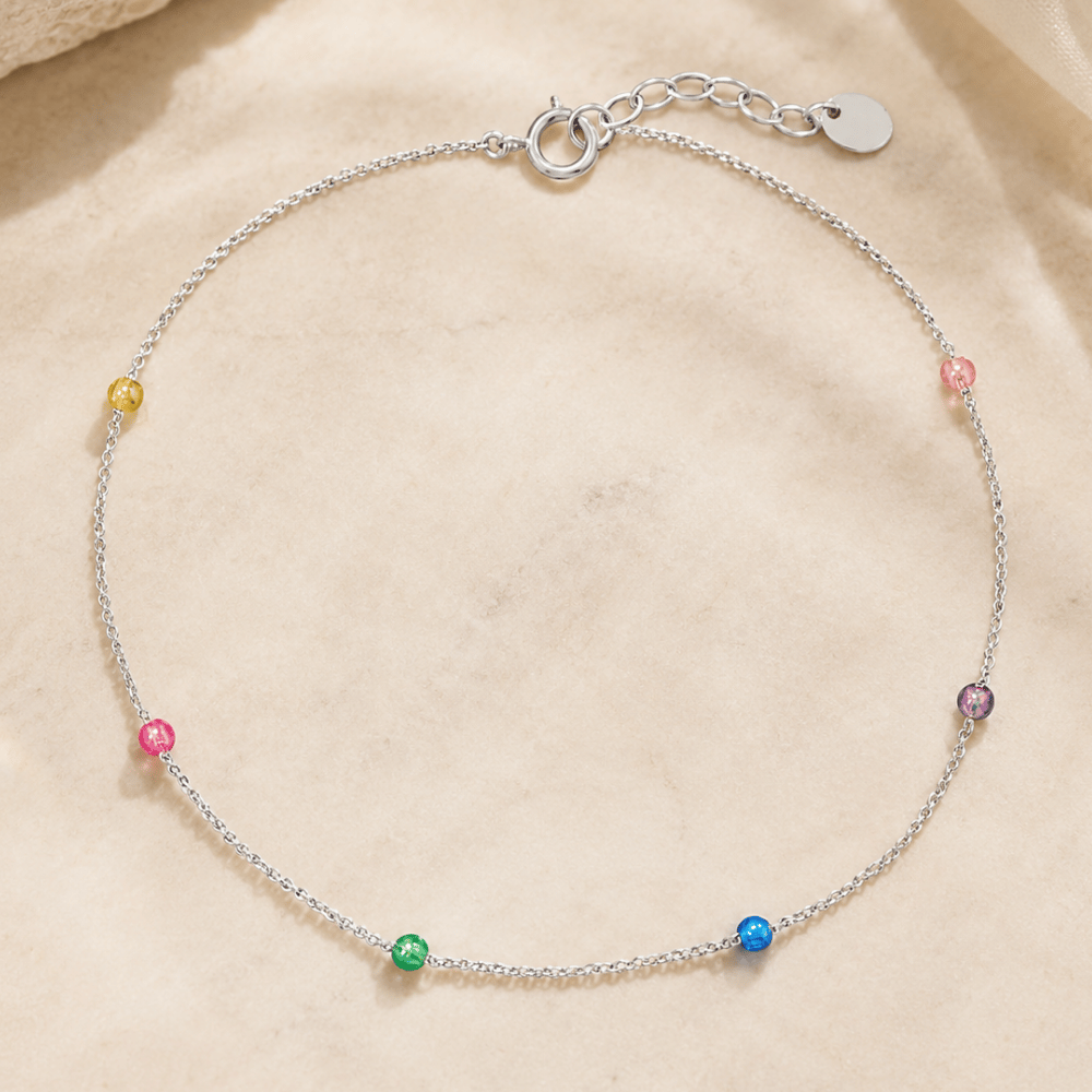 9.25" + 1" Multicolor Bead Anklet