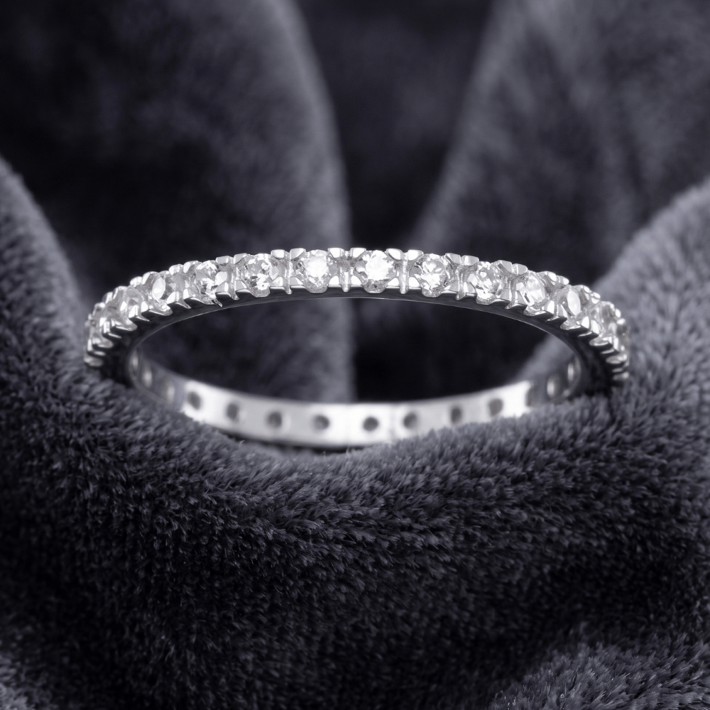 Rhodium Plated CZ Eternity Band