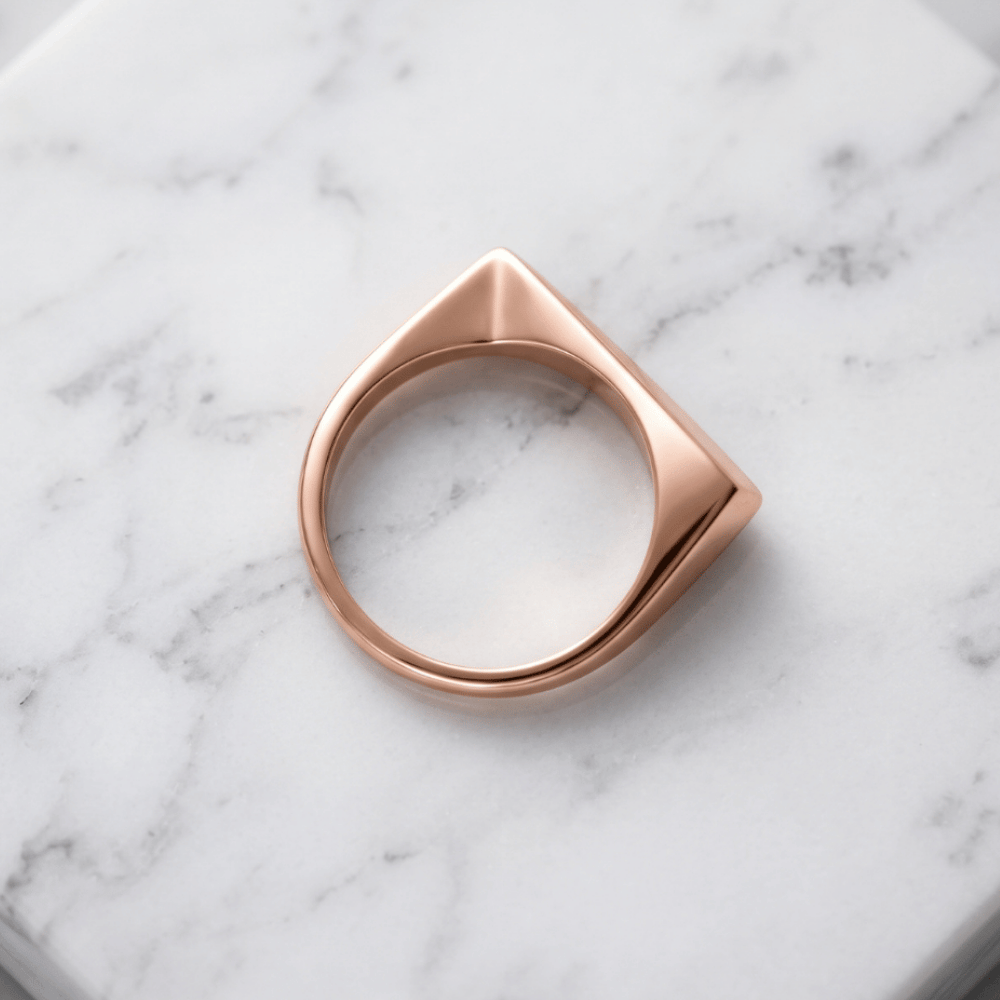 14 Karat Rose Gold Plated Flat Top Triangle Slice Ring