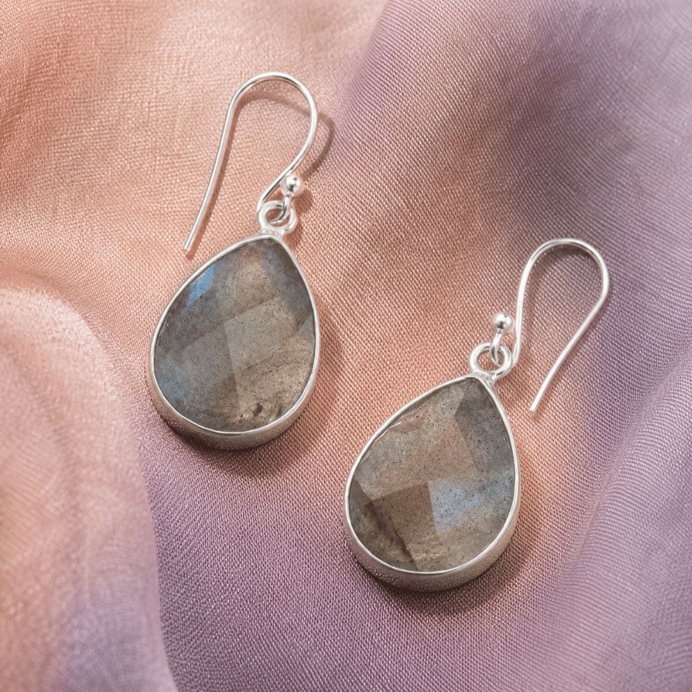 Faceted Labradorite French Wire Earrings