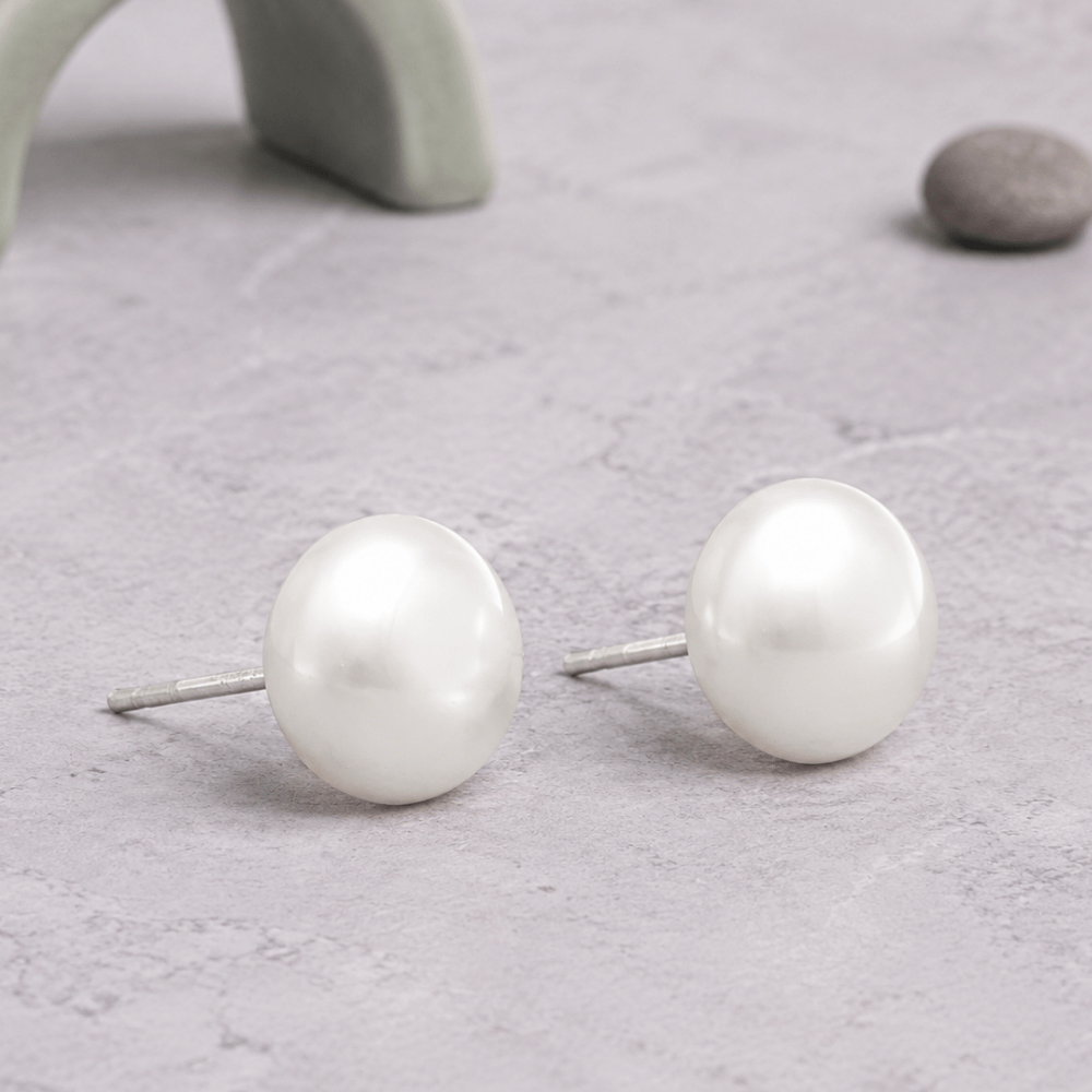 White Cultured Freshwater Pearl Stud Earrings