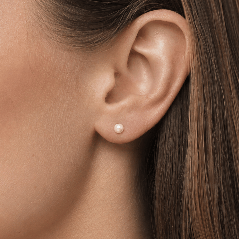14 Karat Gold Plated Cultured Freshwater Pearl Stud Earrings