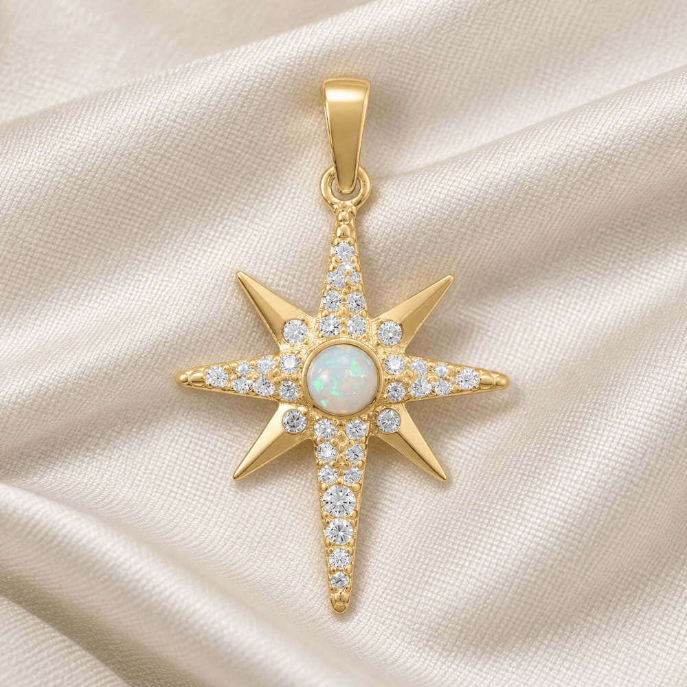 Synthetic Opal and CZ Star Pendant