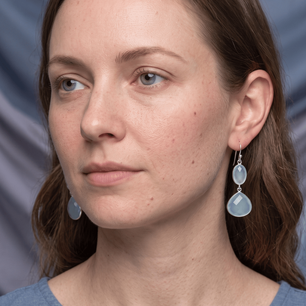 Sea Green Chalcedony Drop Earrings