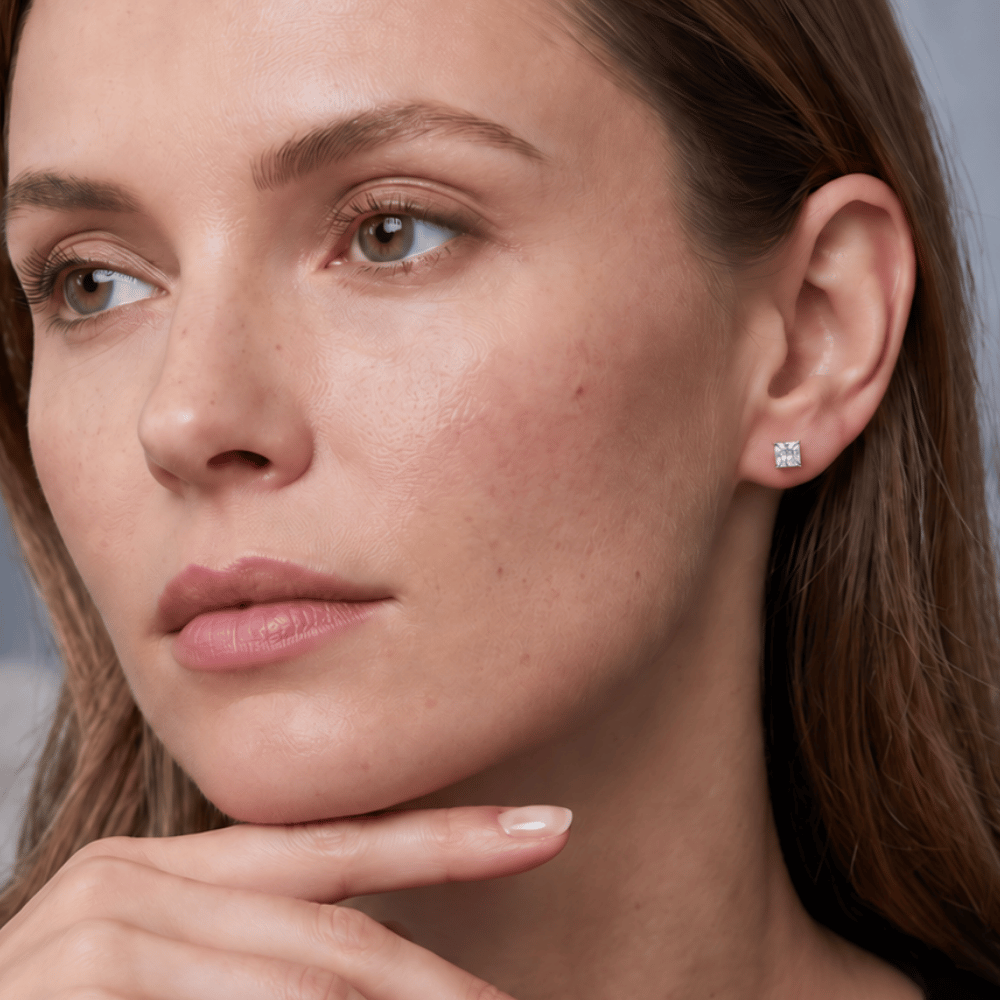 CZ Square Stud Earrings
