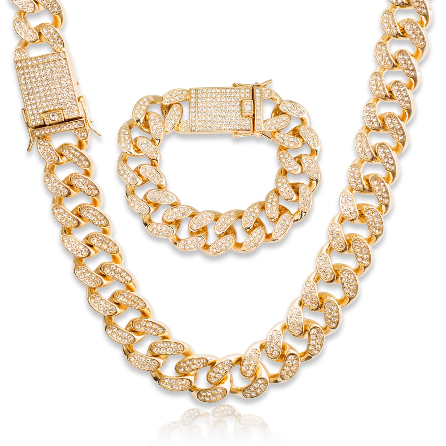 Iced Cuban Curb Chain & Bracelet - 20mm