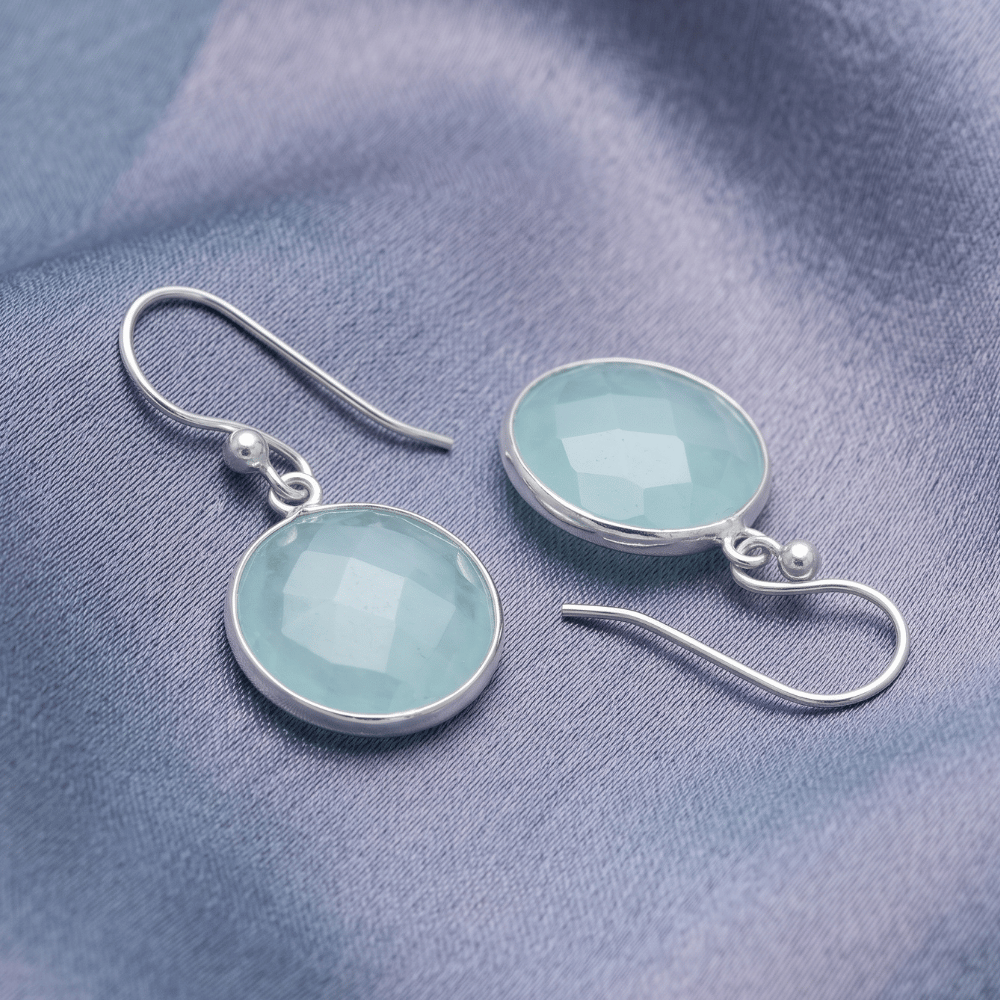 Faceted Sea Green Chalcedony Earrings