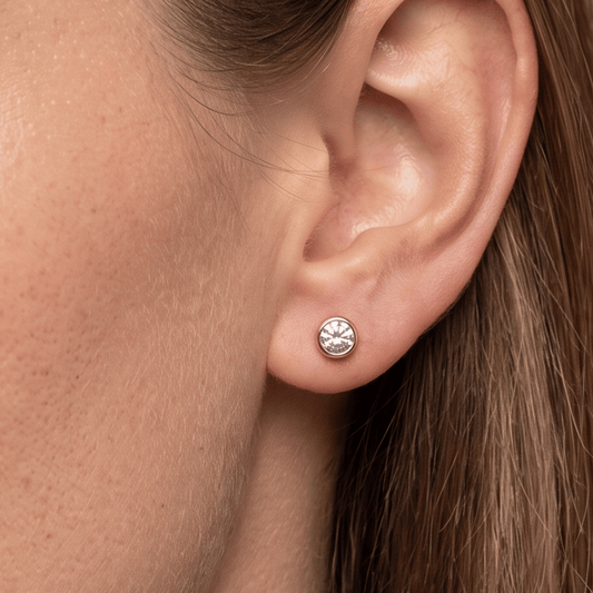 4mm Bezel Set CZ Stud Earrings