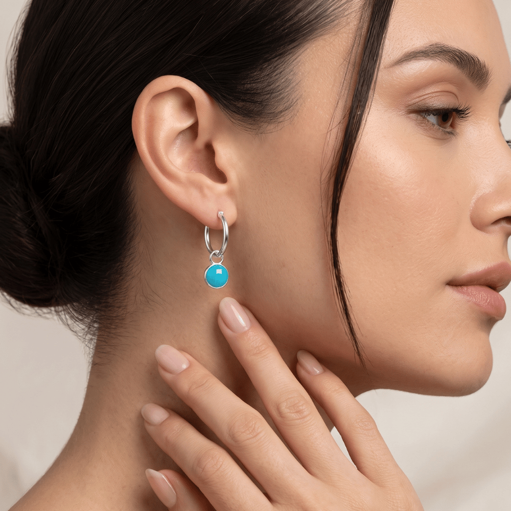 Turquoise Charm Hoop Earrings