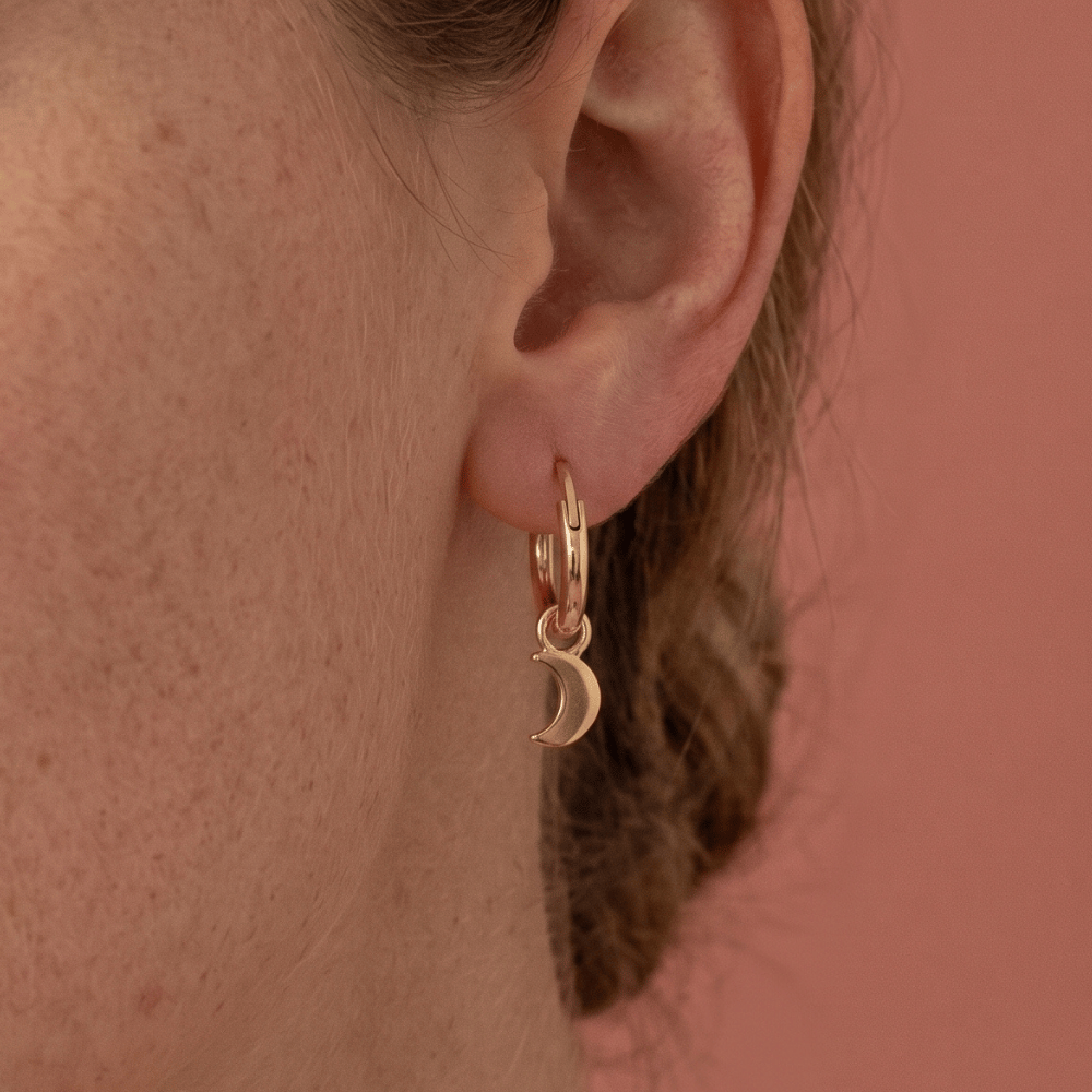 Moon and Star Charm Hoop Earrings