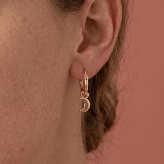 Moon and Star Charm Hoop Earrings