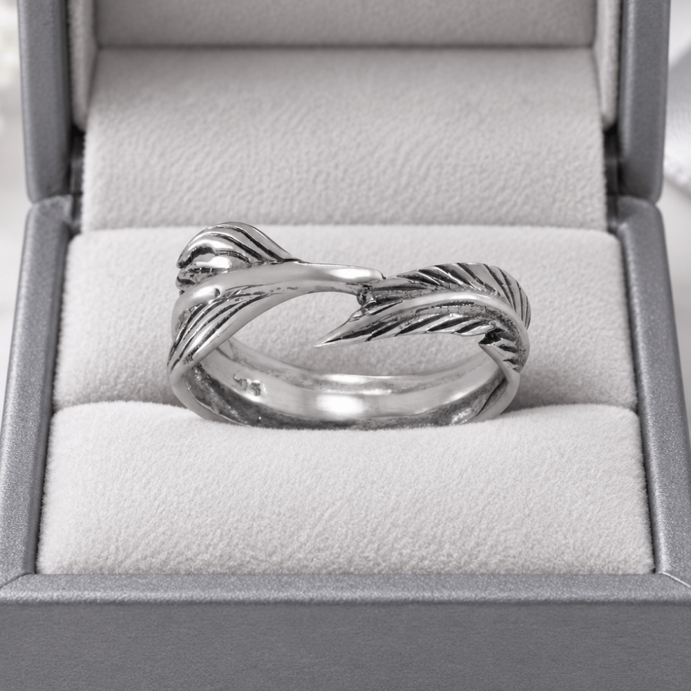 Oxidized Feather Wrap Ring