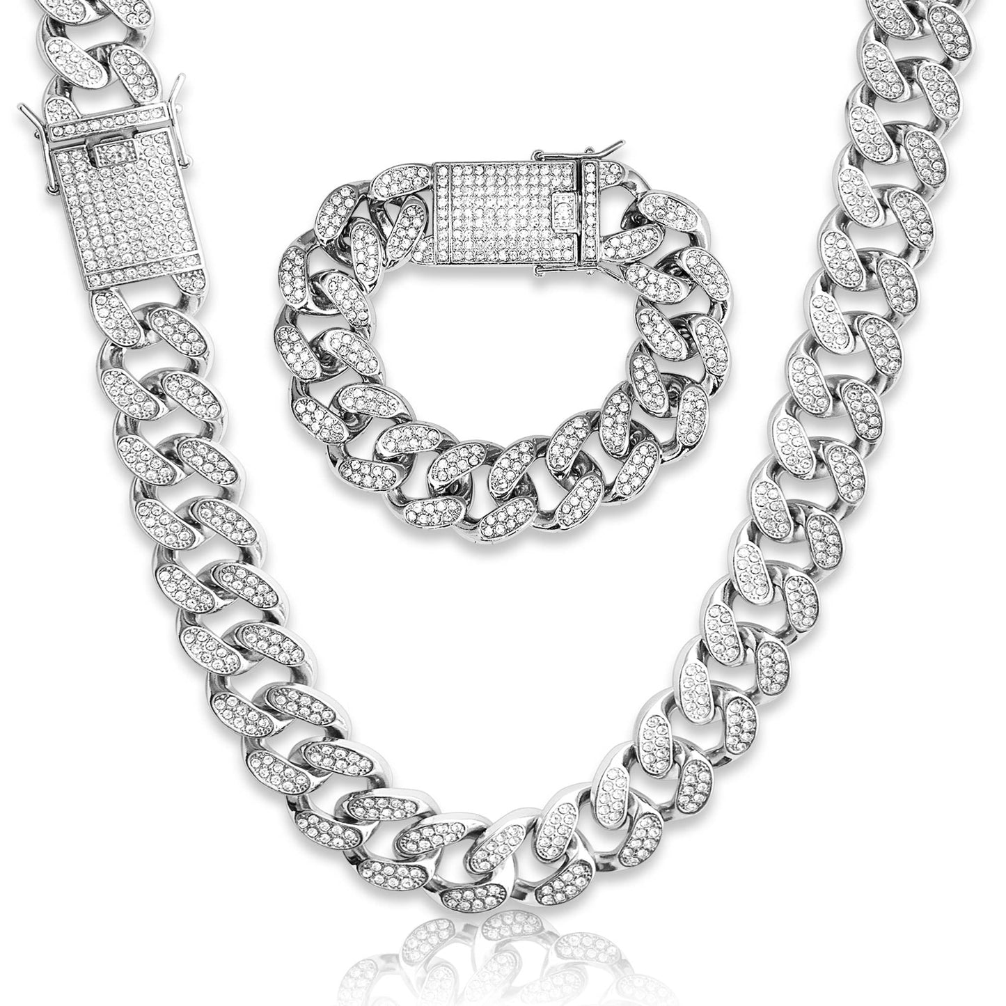 Iced Cuban Curb Chain & Bracelet - 20mm