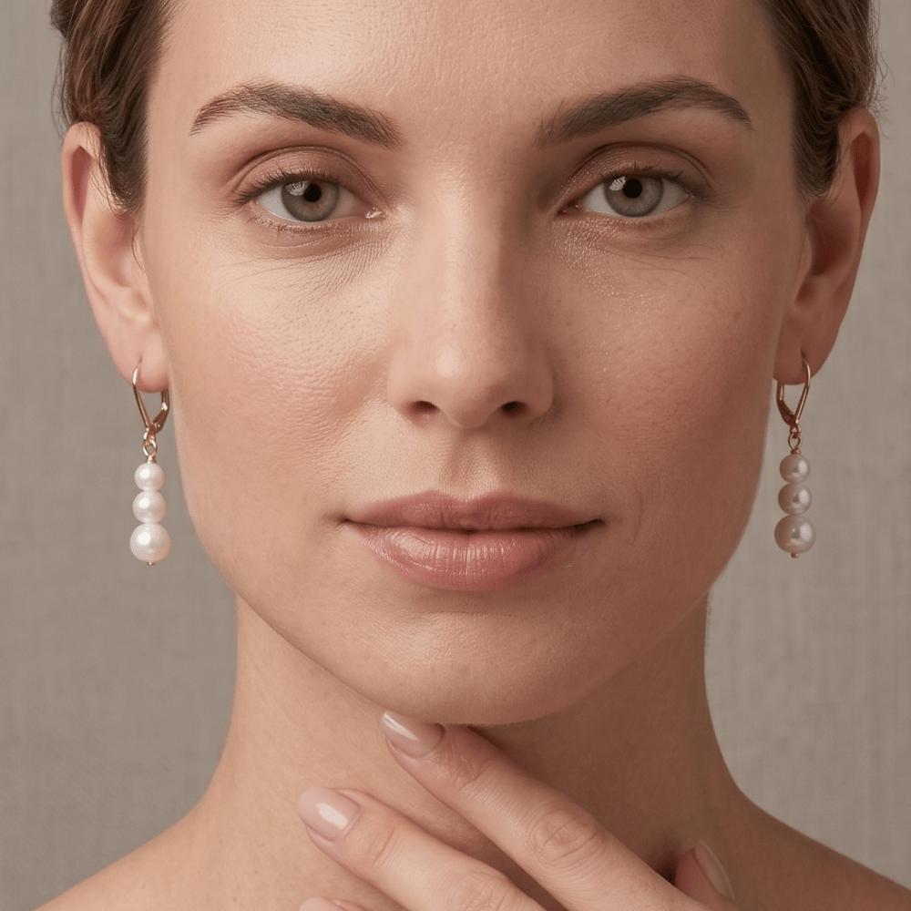 Stacked Cultured Freshwater Pearl Lever Earrings