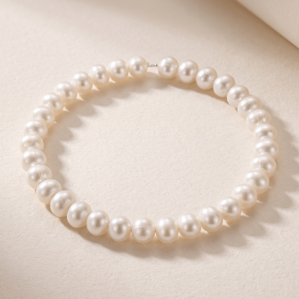 5.5" White Cultured Freshwater Pearl Stretch Bracelet