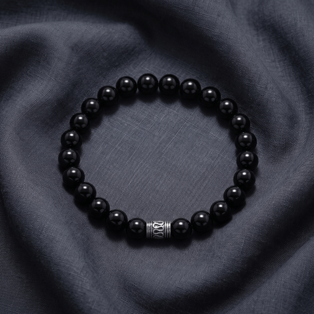 Black Onyx Bead Fashion Stretch Bracelet