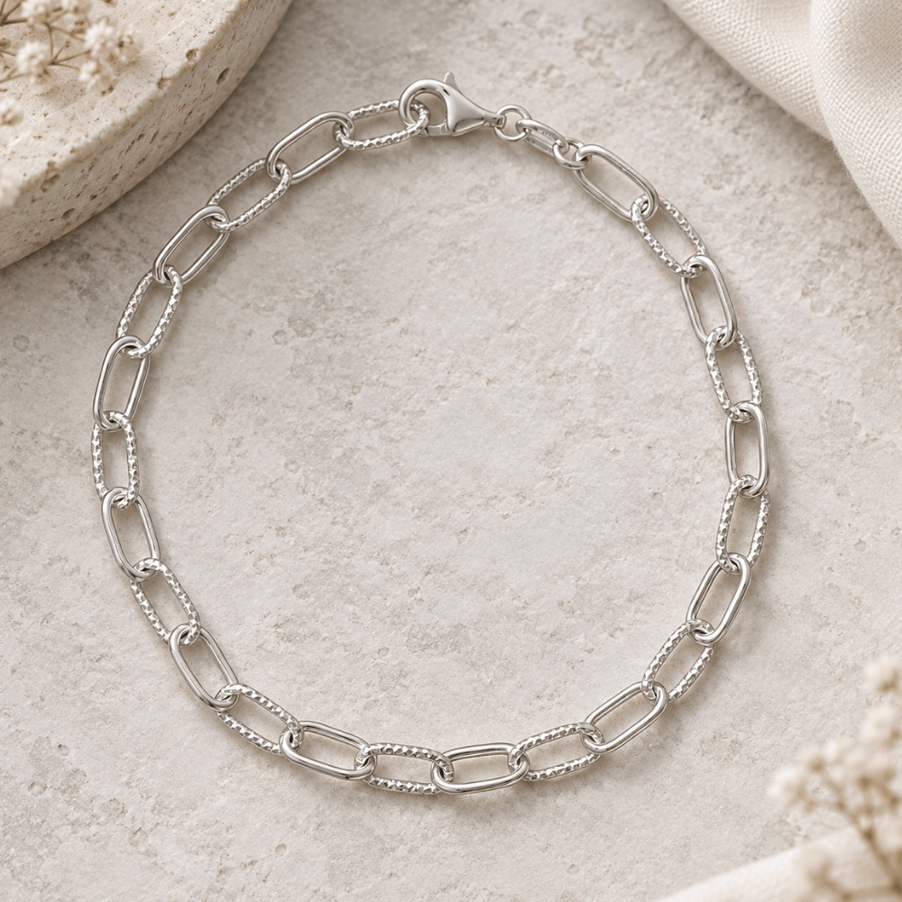 8" Smooth and Textured Link Bracelet