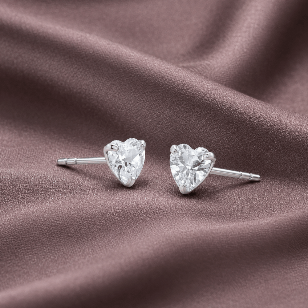 Heart CZ Stud Earrings
