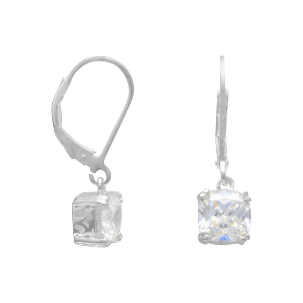 Cushion Cut CZ Lever Back Earrings