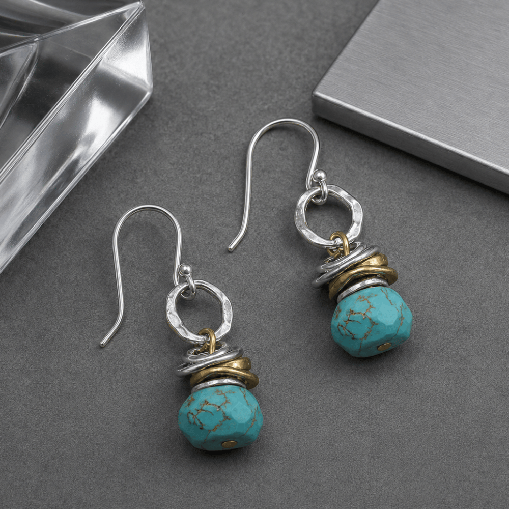 Two Tone Turquoise Drop Earrings