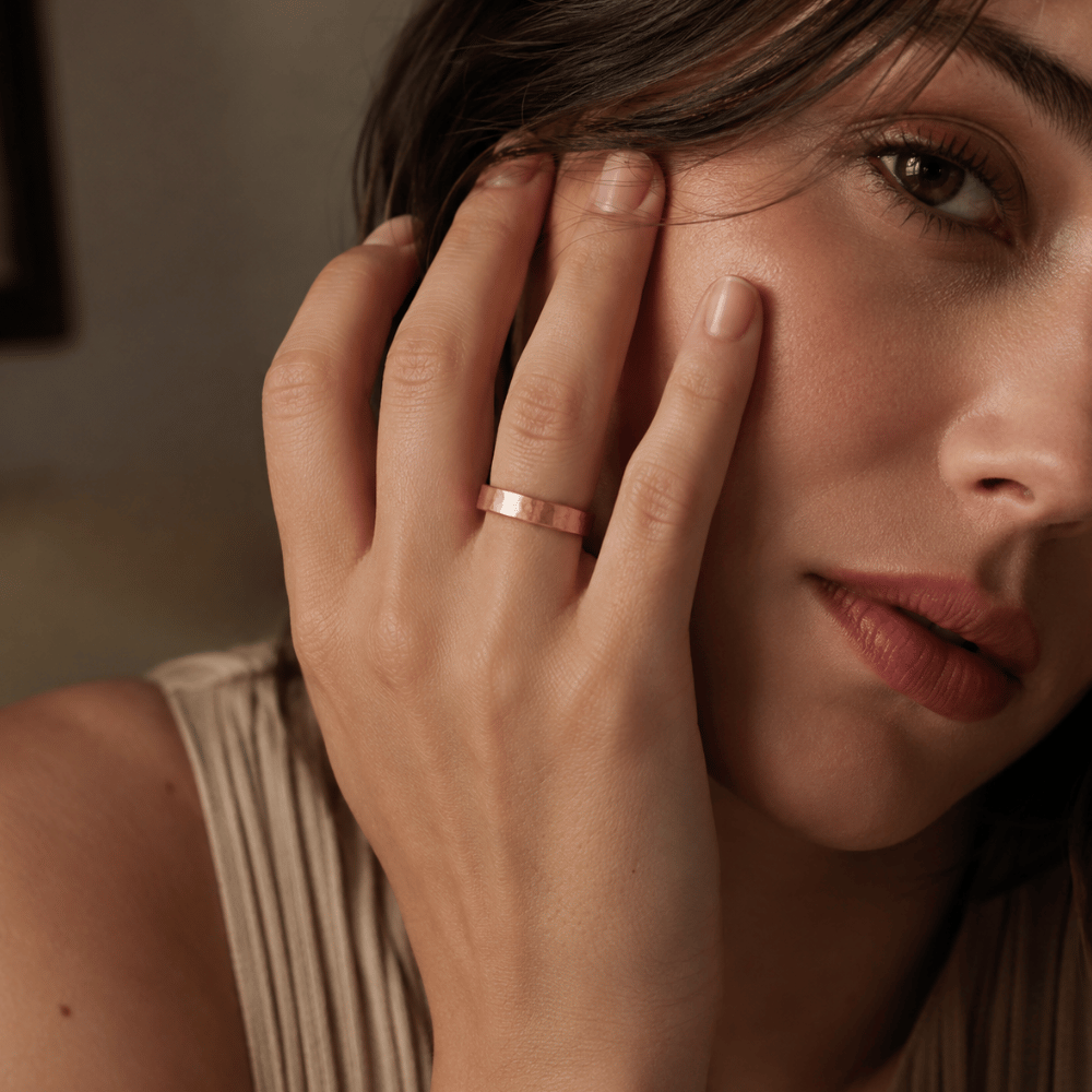 Solid Copper Hammered Ring
